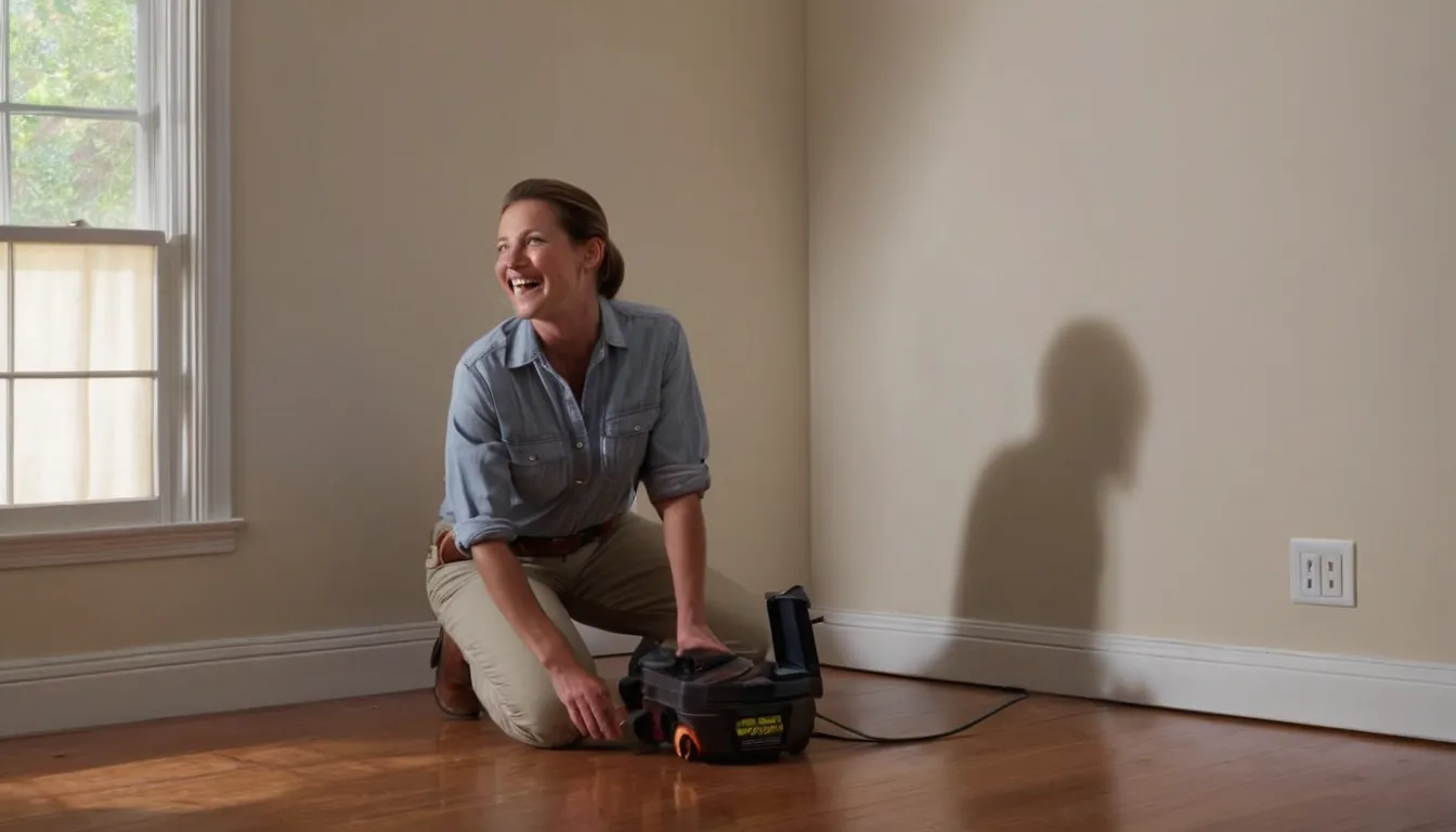 A homeowner showing a friendly pest control provider a baseboard in a bright Aberdeen living room